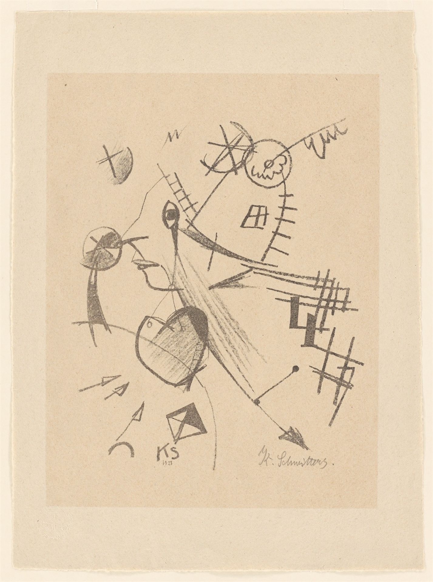 Kurt Schwitters. „Komposition mit Kopf im Linksprofil“. 1921 - Bild 2 aus 3