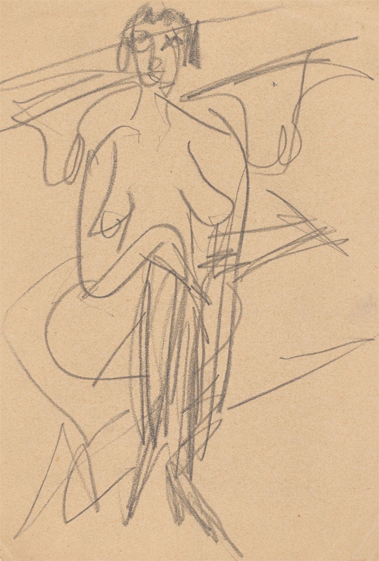 Ernst Ludwig Kirchner. Sitting female nude.