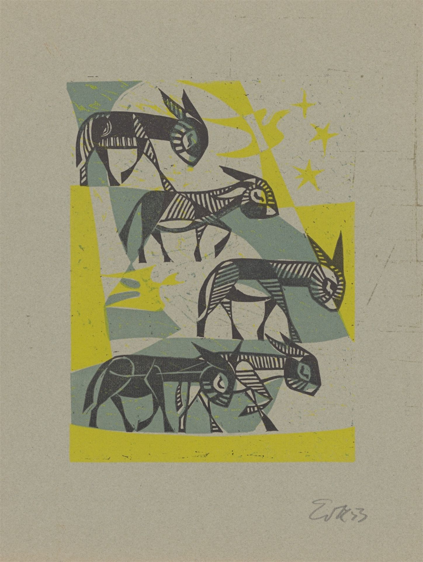 E. O. Köpke. Illustrationen zu: „Gebet, mit den Eseln ins Himmelreich einzugehen“ (Francis Ja…. 1953 - Bild 3 aus 6