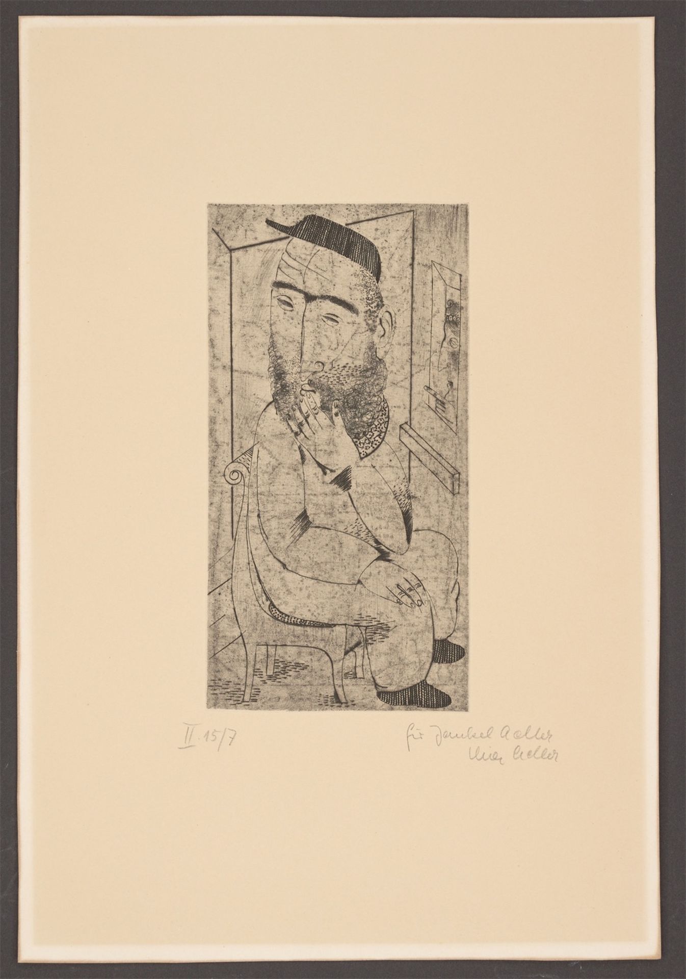 Jankel Adler. Sitting man. Circa 1924 - Image 2 of 3