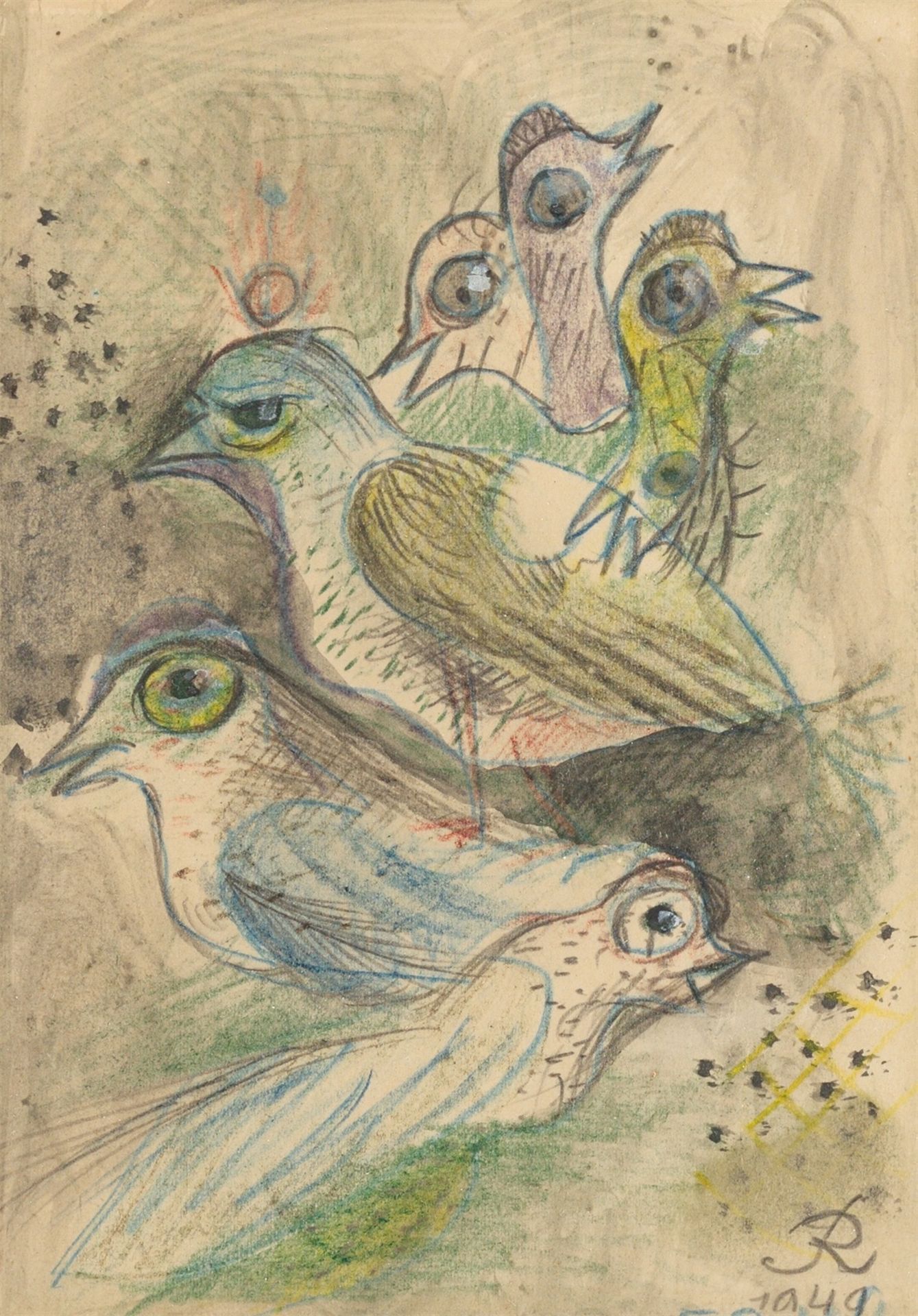 Hans Reichel. ”Entstehung eines gelben Vogels”. 1949