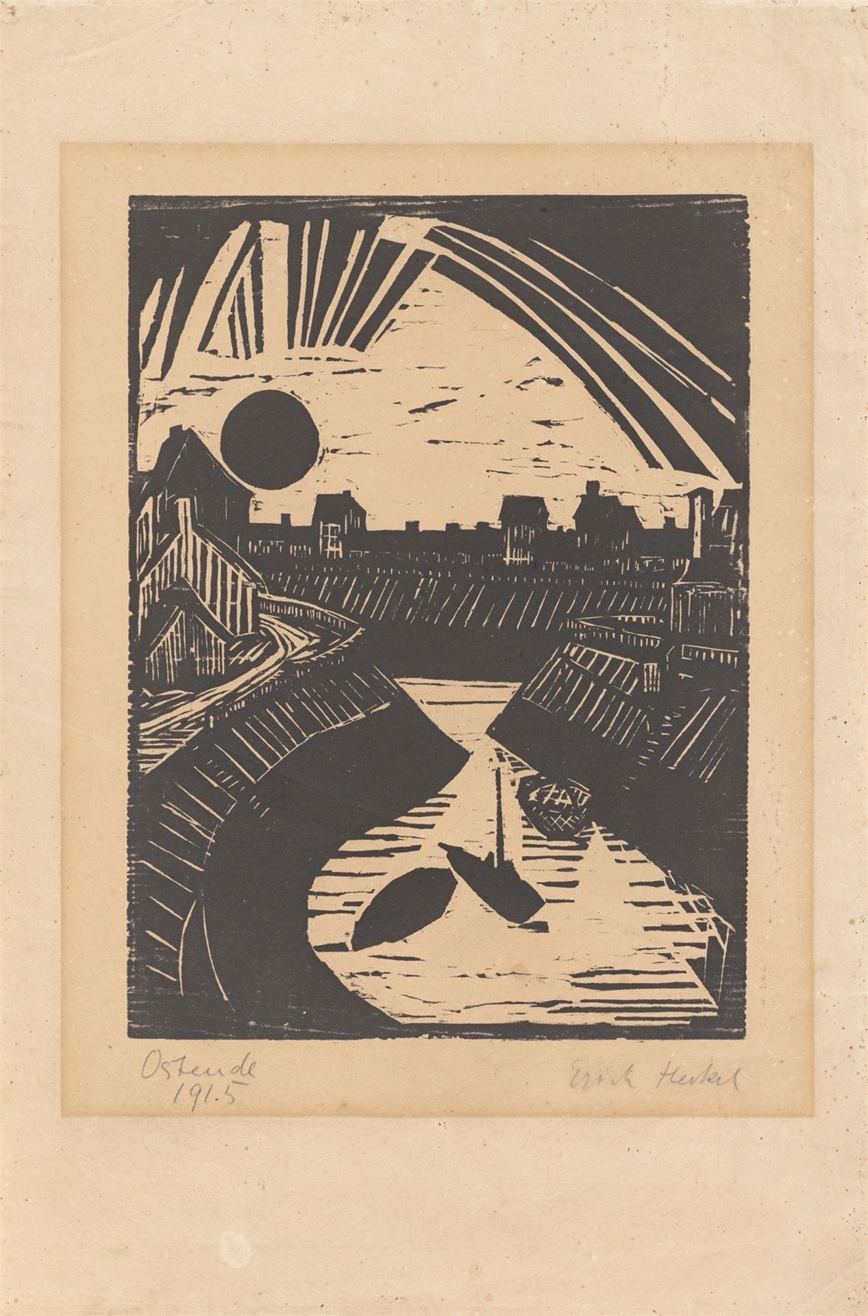 Erich Heckel. „Ostende (Krummer Kanal)“. 1915