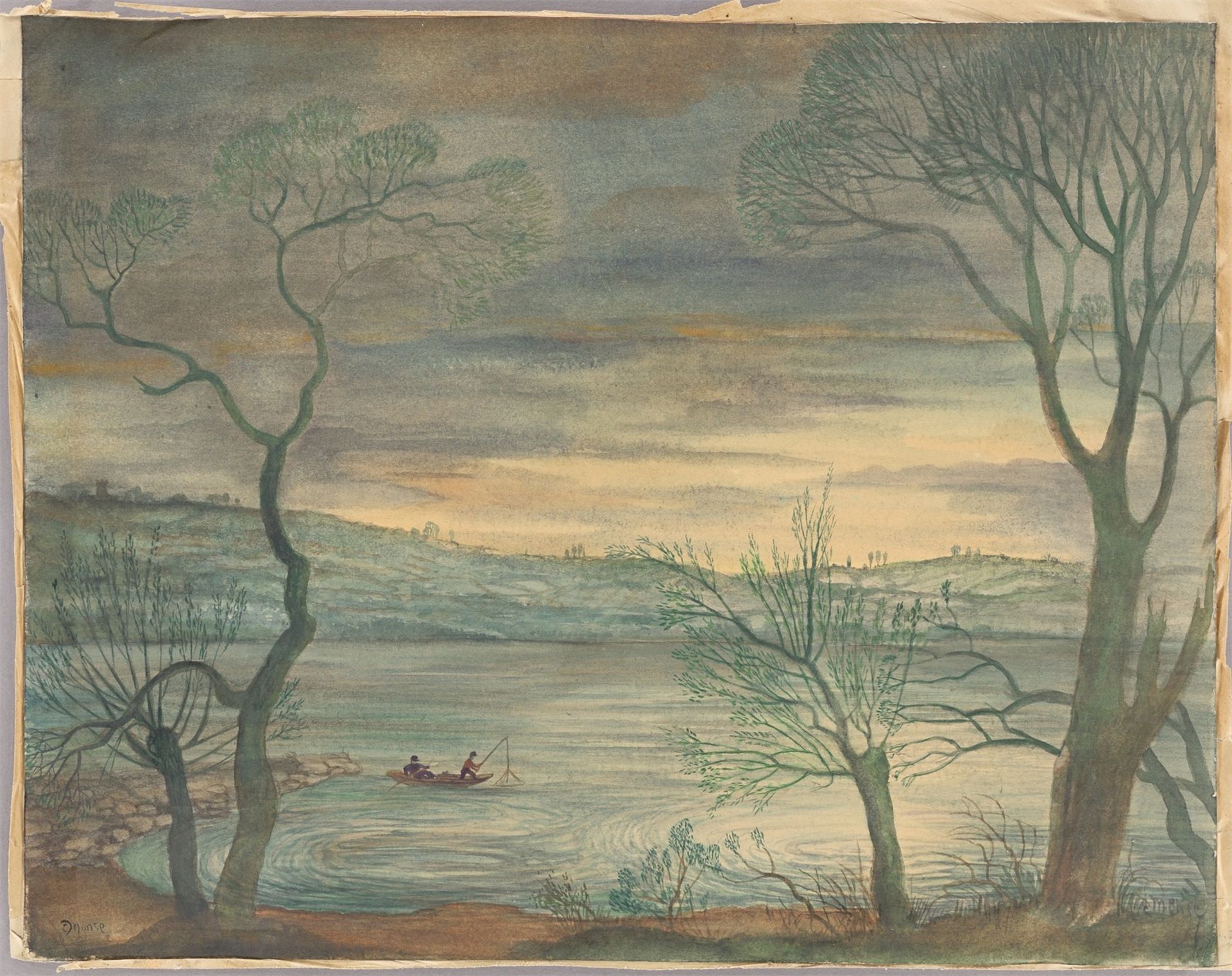 Carlo Mense. Landschaft mit See und Fischern. 1947 - Bild 2 aus 4
