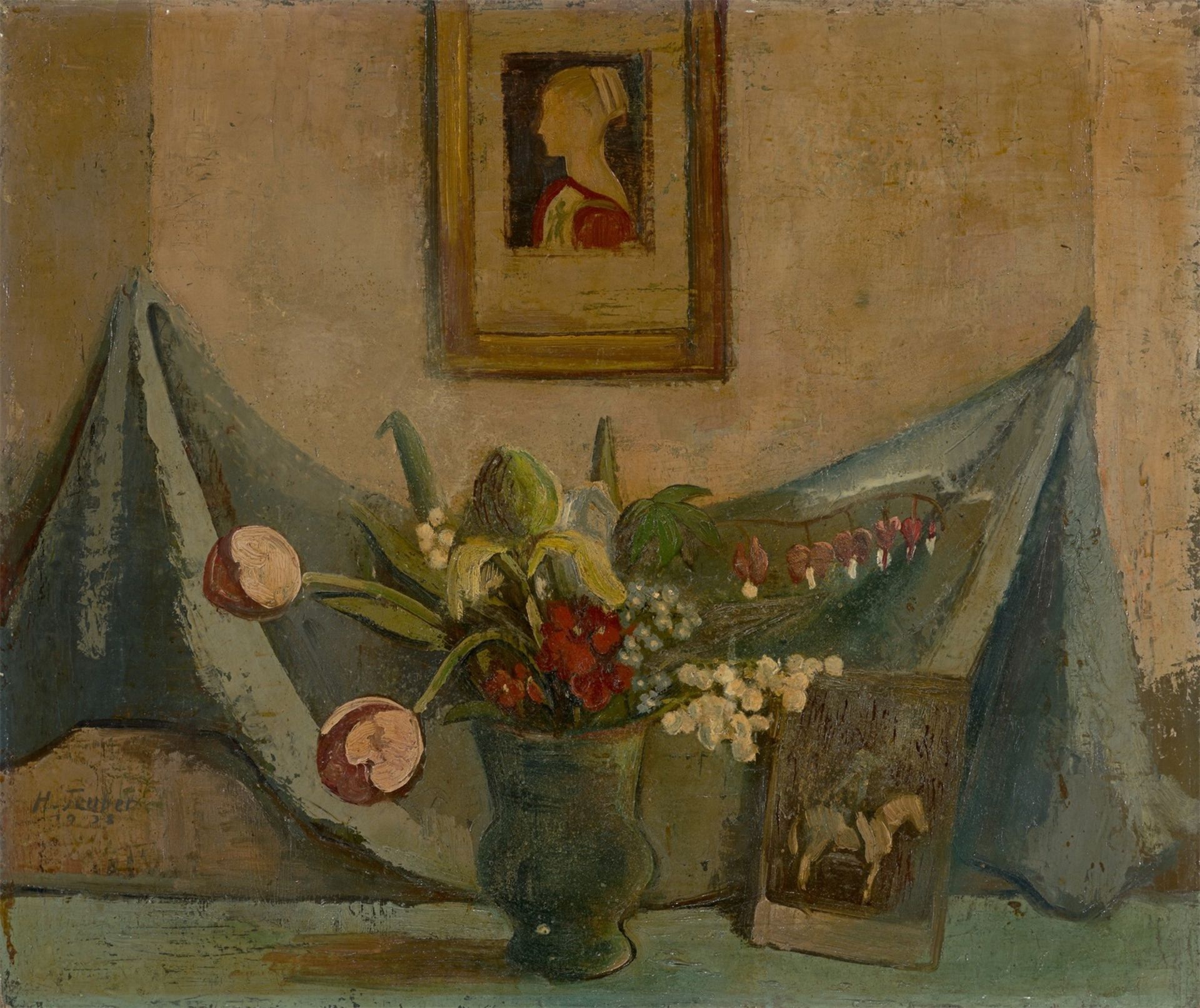 Hermann Teuber. „Stillleben mit Frühlingsblumen“. 1938