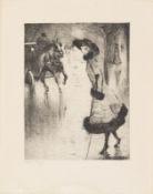 Lesser Ury. „Dame, eine Pferdedroschke rufend“. Um 1920