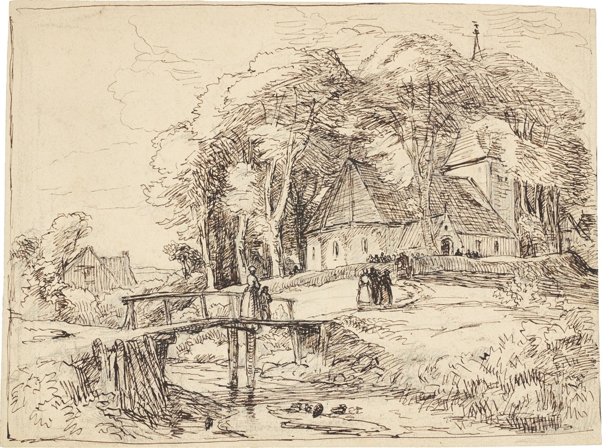 Otto Speckter. ”Kirchgang in Alt-Rahlstedt”. (before) 1861