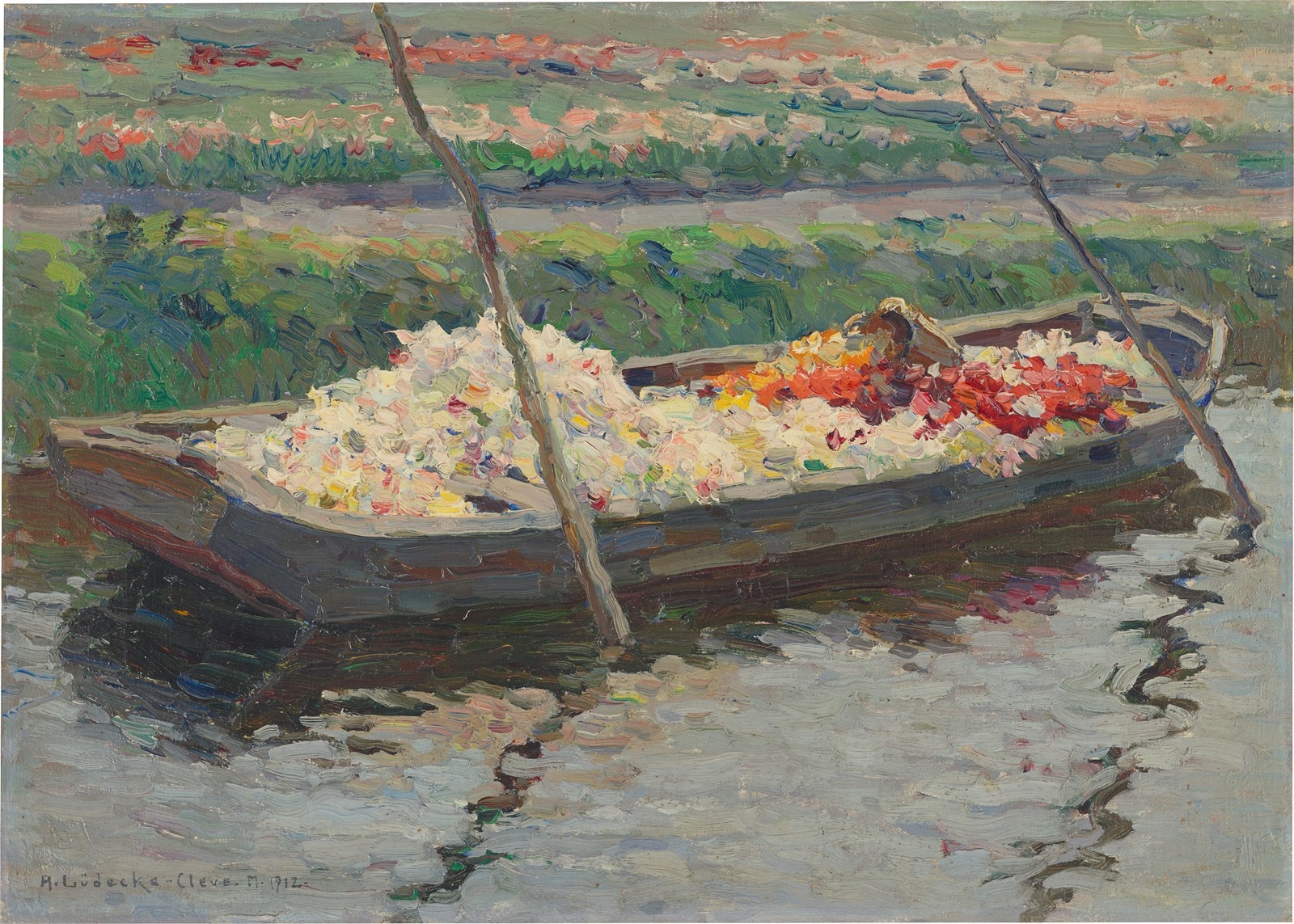 August Lüdecke-Cleve. Boat with flowers. 1912