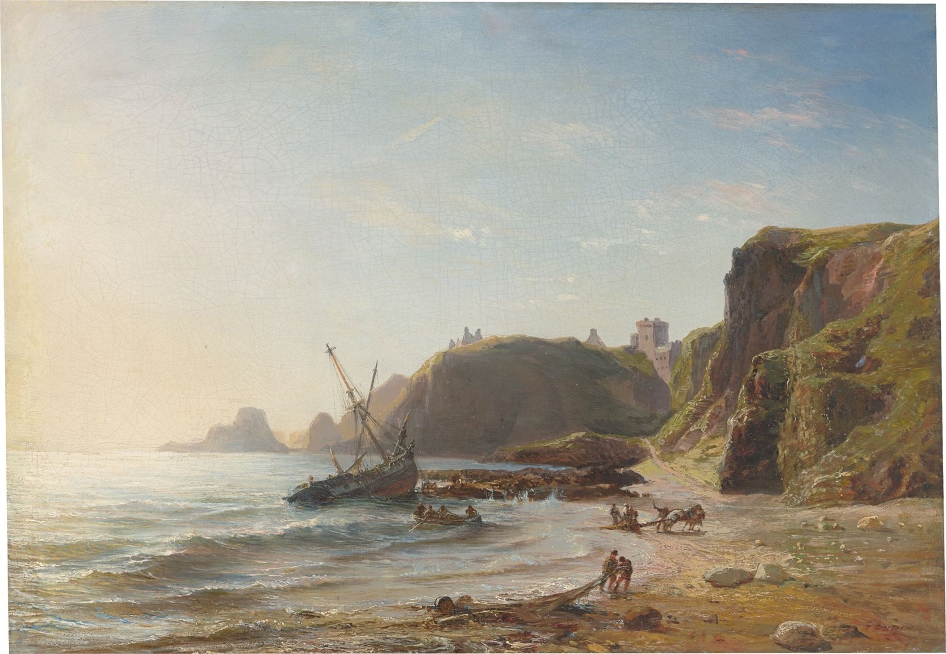 Théodore Gudin. Castaways on a rocky coast.