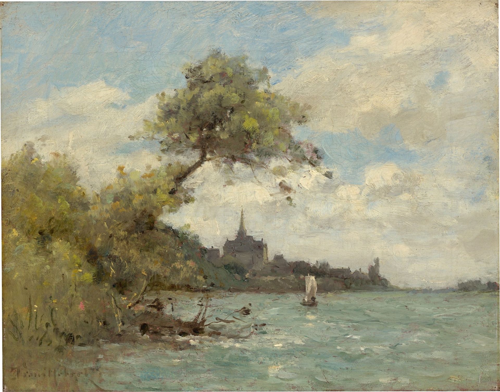 Paul Désiré Trouillebert. Lake view in spring.