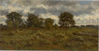 Französisch, um 1860. Landschaft bei stürmischem Wetter (Barbizon?).