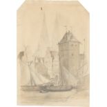 Otto Speckter. „Blauer Turm in Lübeck“ / „Teilansicht Lübecks von Südosten“. Vor 1853 / Um 1853