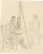 Carl Julius Milde. ”Erwin Speckter malt Ferdinand Mutzenbecher”. Circa 1833