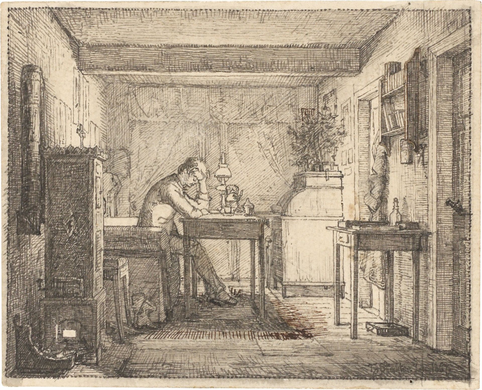 Hans Speckter. The artist in his first flat in Weimar / In the studio (after a pai…. 1867 (?) / 1871