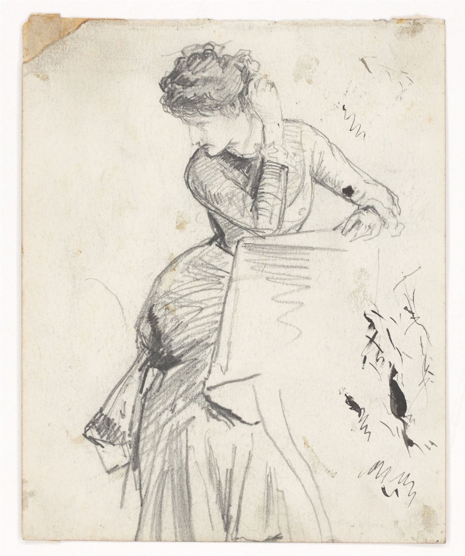 Otto und Hans Speckter. Stehender Mann (Rückenfigur) / Junge Frau, …. Undat. / 1878. (+ 11 Beigaben) - Bild 13 aus 13