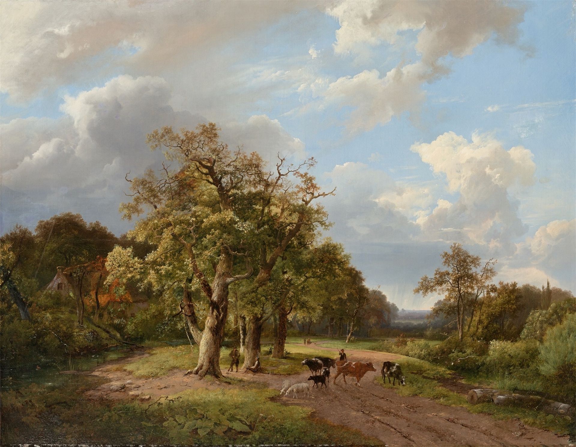 Barend Cornelis Koekkoek. Resting cattle in a forest landscape. 1849