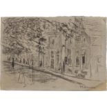 Max Liebermann. „Straße in einer holländischen Stadt“ / „Rückseite einer Häuserreihe in Ho…. Um 1890