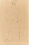 Gustav Klimt. ”Bildnis Paula Zuckerkandl (Stehend nach rechts, Wiederholung der Beine)”. 1911
