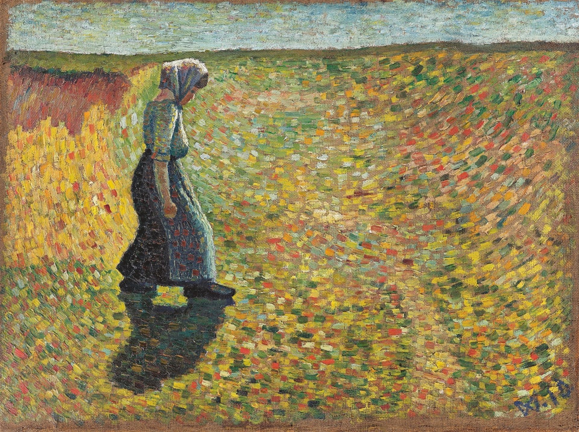 Wilhelm Morgner. Walking Woman in Landscape. 1910