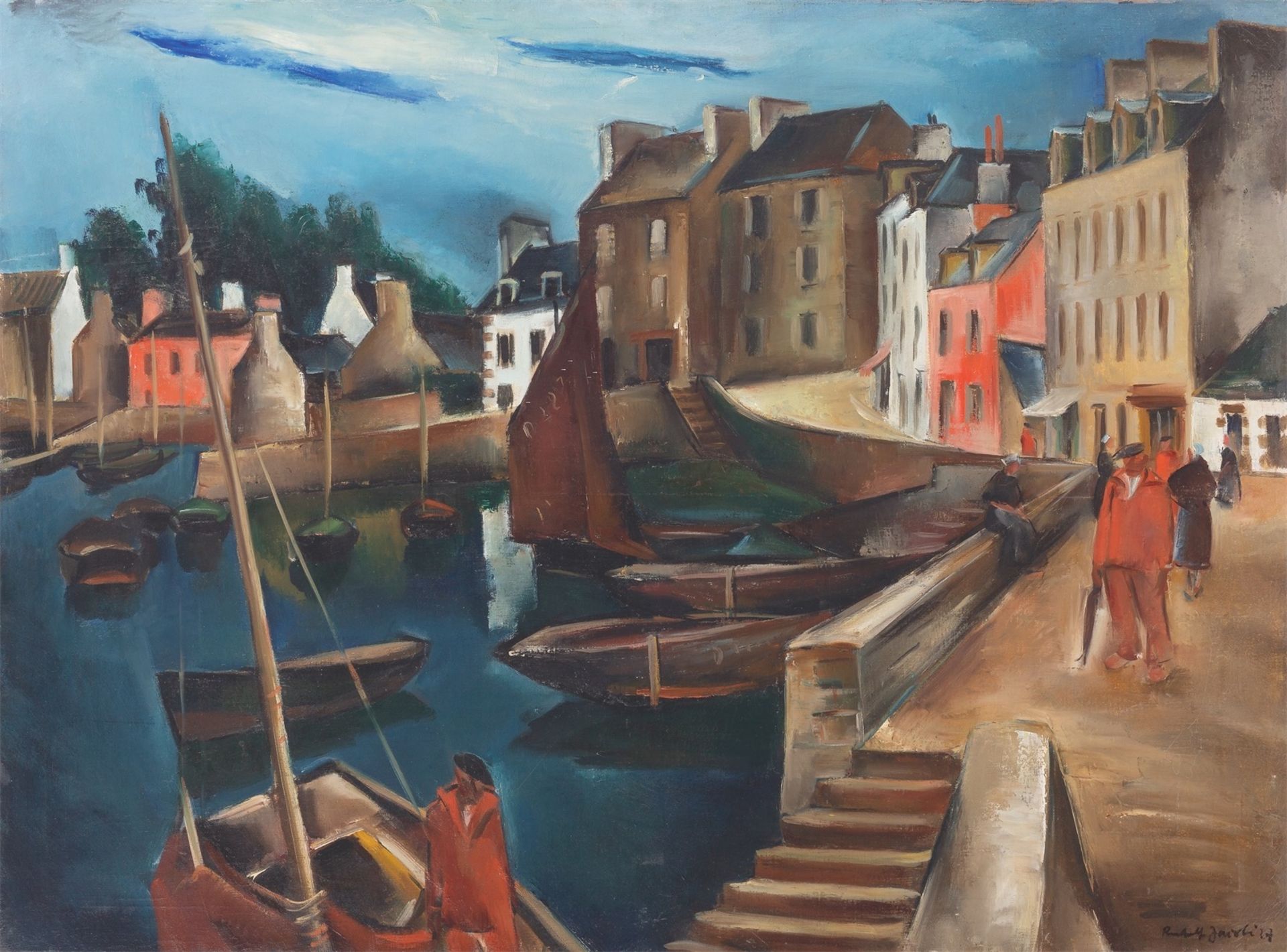 Rudolf Jacobi. Hafenszene Bretagne. 1927