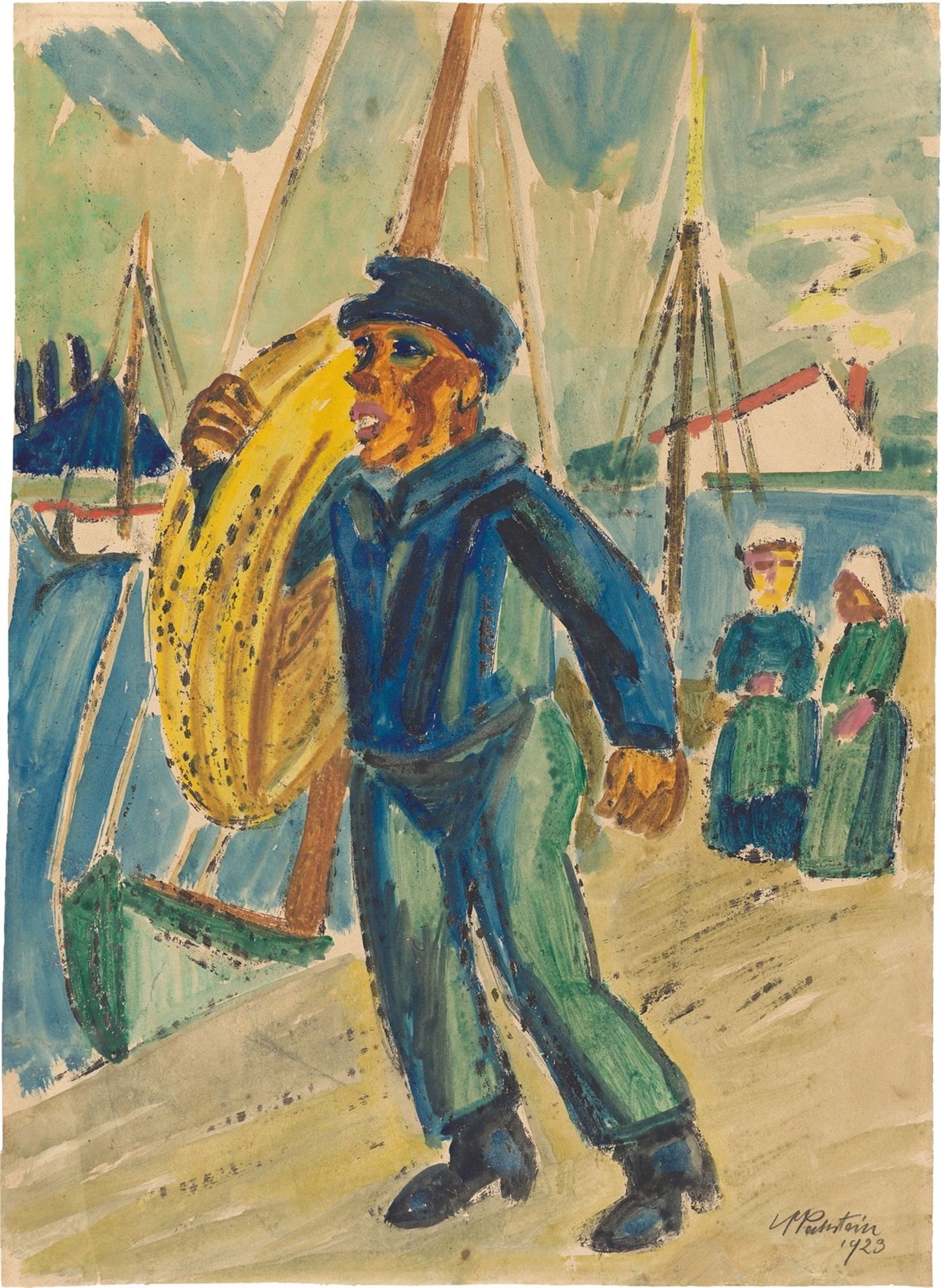 Hermann Max Pechstein. Fisherman with Coiled Rope. 1923