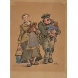 Heinrich Zille. Arbeiterpaar mit Kind.