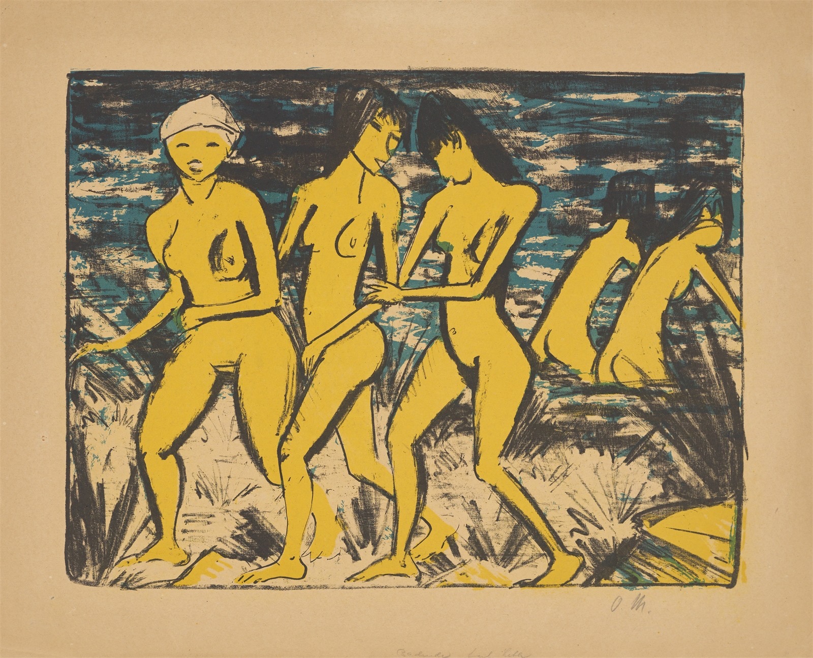 Otto Mueller. ”Fünf gelbe Akte am Wasser”. 1921