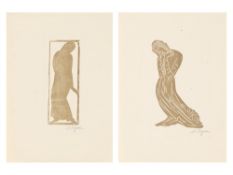Moissey Kogan. „Stehende Frauenfigur mit schleppendem Gewand“ / „Tanzende Figur (mit …. Jeweils 1922