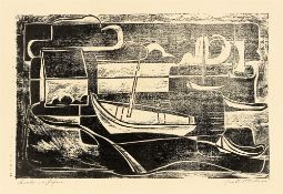 Ewald Mataré. „Landschaft mit Booten“ („Boote im Hafen“). 1930