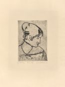 Peter August Böckstiegel. „Frauenkopf im Profil nach rechts“. 1914