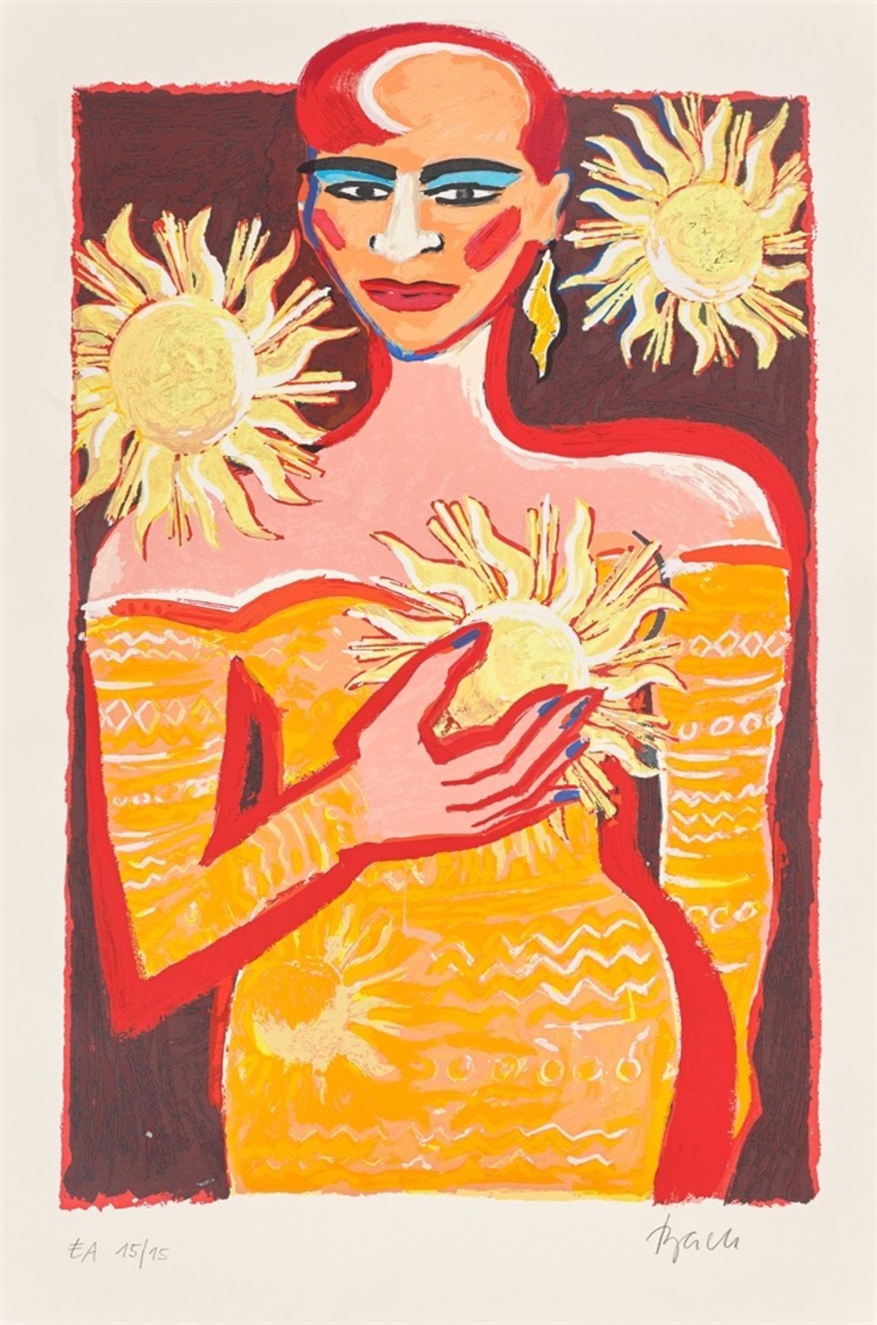 Elvira Bach. Frau mit 3 Sonnen. Um 1998
