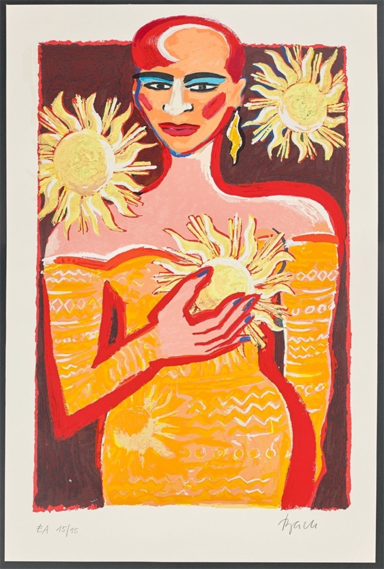 Elvira Bach. Frau mit 3 Sonnen. Um 1998 - Bild 2 aus 3
