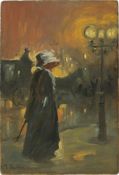 Franz Skarbina. Nocturnal street scene.
