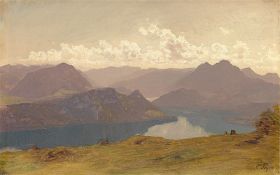 Eduard Friedrich Pape. View of Lake Lucerne. Circa 1845