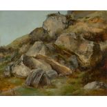Théodore Rousseau (?). Felswand mit zeichnendem Künstler.