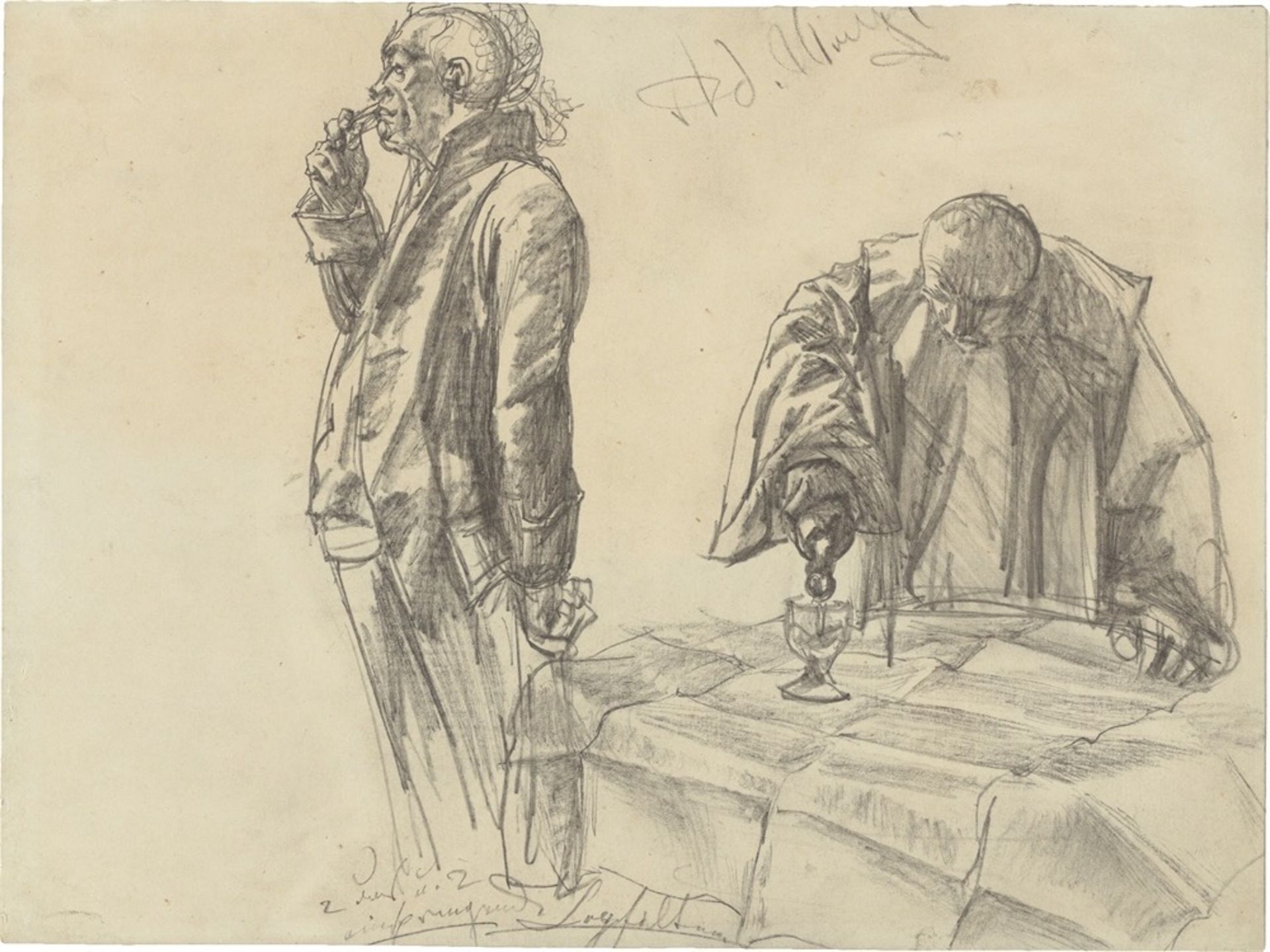 Adolph Menzel. Study on Heinrich von Kleist: "The Broken Jug". (before) 1877