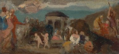 Hans von Marées. ”Parklandschaft mit Kindern am Brunnen” (Study). Circa 1870/71