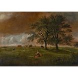 Johann Christian Klengel. ”Landschaft mit Hirtin und Vieh unter Bäumen”. 1796