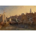 Théodore Gudin. Die Rialtobrücke in Venedig.