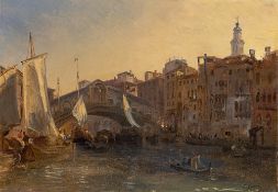 Théodore Gudin. The Rialto Bridge in Venice.
