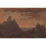 Louis Gurlitt. Wolkenstudie / Ruine im Abendlicht / Wanderer in Gebirgslandschaft.