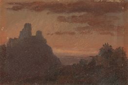 Louis Gurlitt. Cloud Study / Ruin in Evening Light / Wanderer in Mountain Landscape.