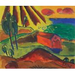 Karl Schmidt-Rottluff. „Bootshaus in Jershöft (Rettungshaus am Strand)“. 1920