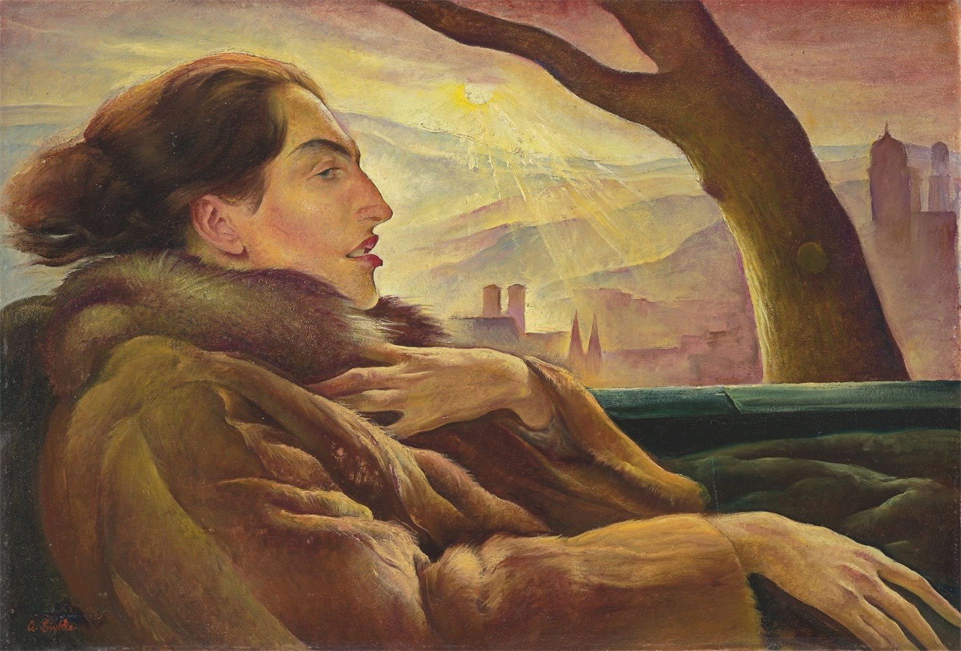 Albert Birkle. ”Dame im offenen Wagen”. 1925