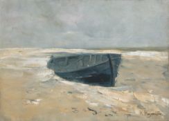 Karl Hagemeister. ”Fischerboot am Strand”. Circa 1908