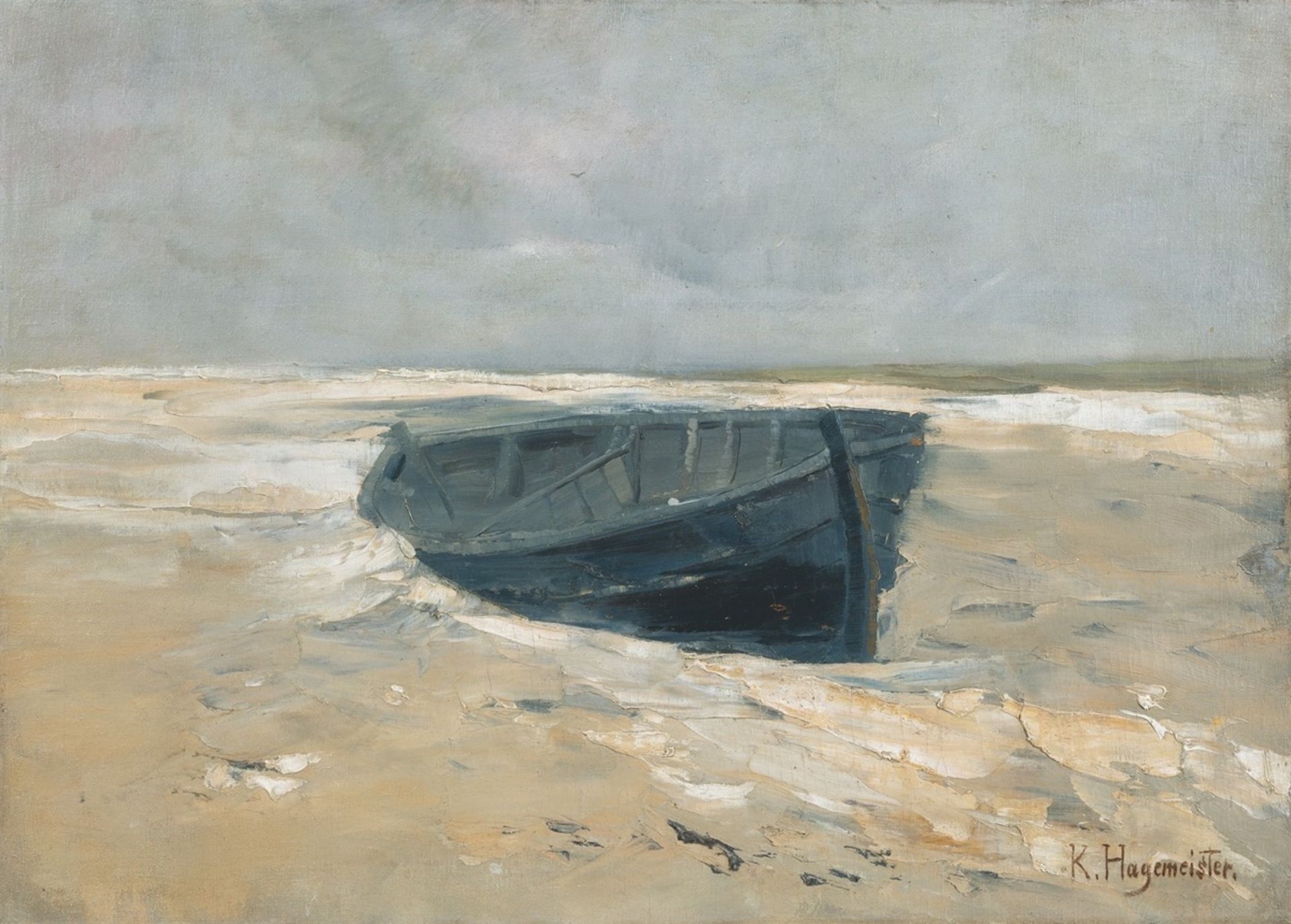 Karl Hagemeister. „Fischerboot am Strand“. Um 1908