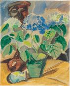 Max Pechstein. Still life with hydrangea and mask. Circa 1920/21