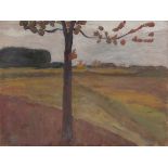 Paula Modersohn-Becker. „Baumstamm vor Herbstlandschaft. Verso: Landschaftsstudie mit Moor…. Um 1900