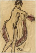 Christian Rohlfs. Striding female nude. 1911