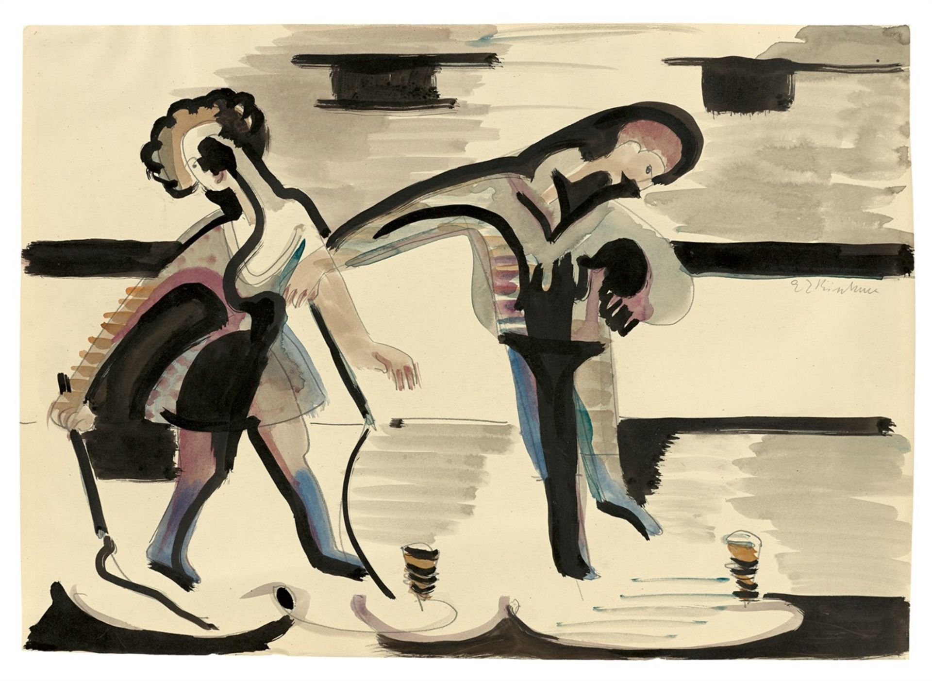 Ernst Ludwig Kirchner. Spinning top players. Circa 1934/36