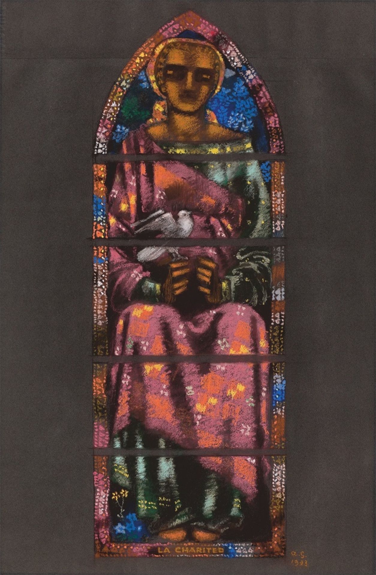 Augusto Giacometti. ”La Charité” (Entwurf zu einem Glasfenster in der Reformierten Kirche in …. 1933